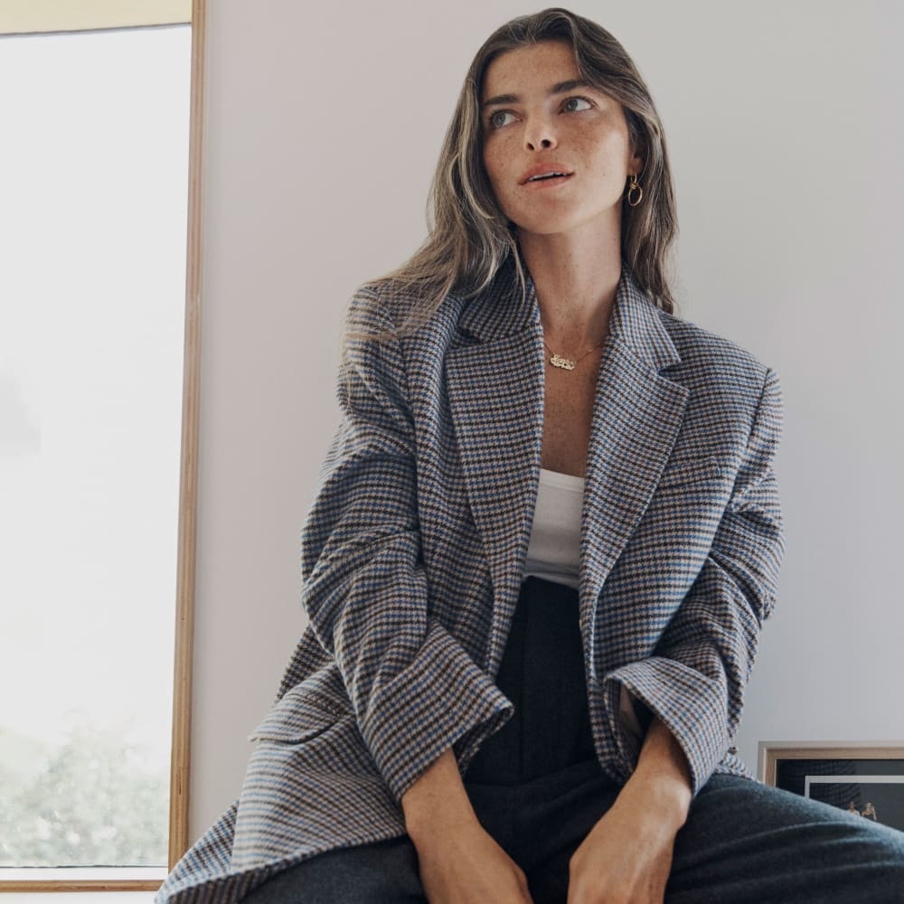 Everlane The 80s Wool Houndstooth Oversized Blazer
